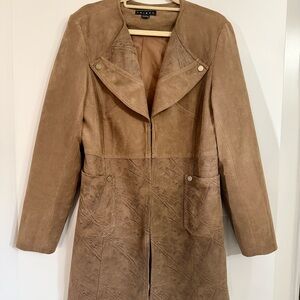 Vtg Tribal Faux Suede & Leather Fully Lined Coat (Women’s Size 8, Brown Suede)